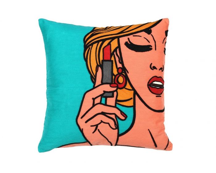Blonde Hair and Red Lips Cushion