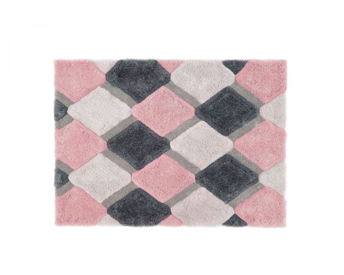3D Geo Shaggy Blush Rug