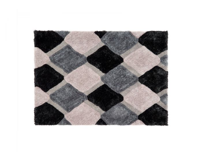 3D Geo Shaggy Grey Rug