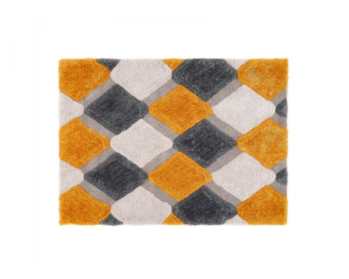 3D Geo Shaggy Ochre Rug