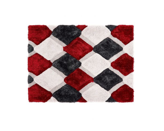 3D Geo Shaggy Red Rug