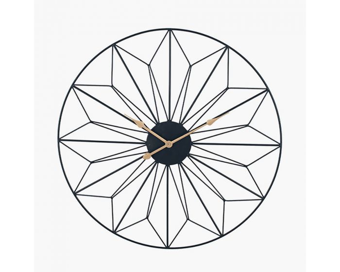 Black and Gold Metal Geo Design Round Wall Clock