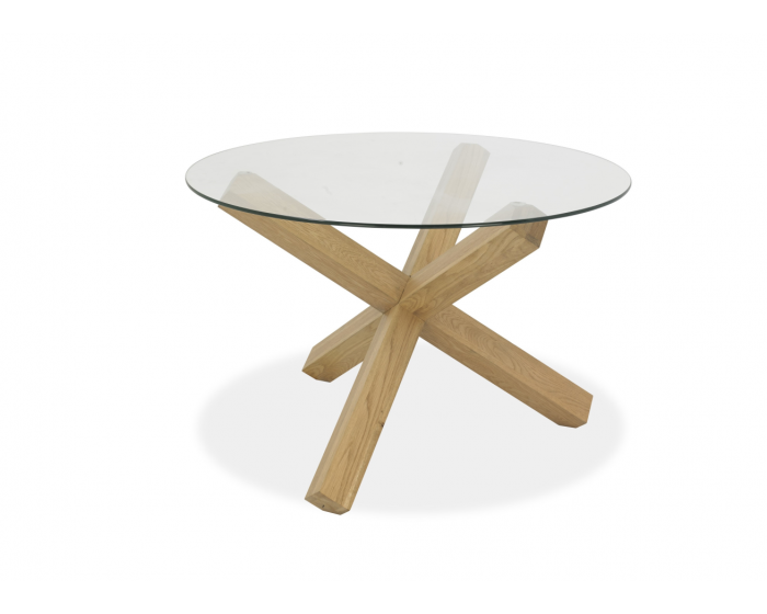 Brienne Light Circular Glass Top Dining Table