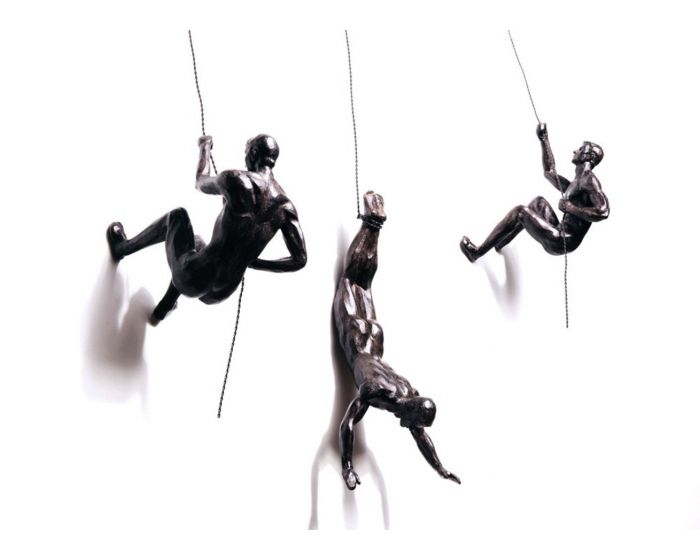 Bronze Climbing Men Trio Sculpture