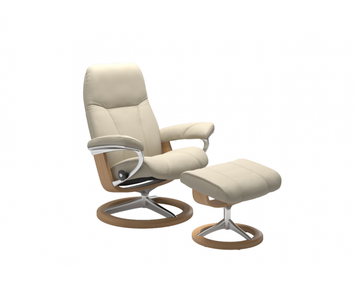 Stressless Consul Signature Recliner Chair with Footstool Quick Ship