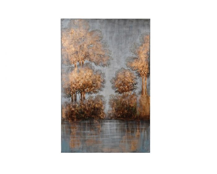 Golden Lake Landscape with Acrylic and Oils