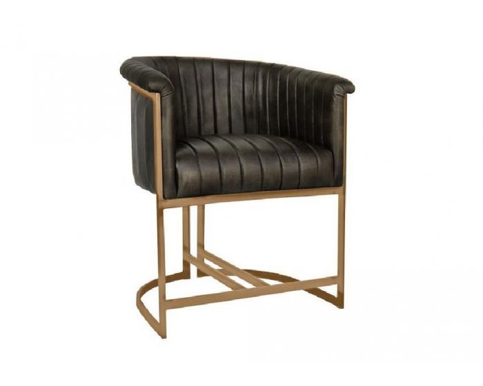 Artemis Dark Grey Leather Dining Chair