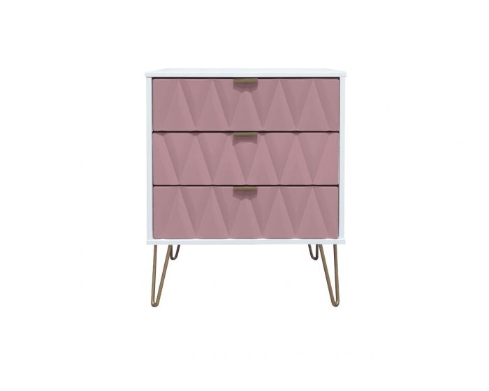 Diamond Kobe Pink 3 Drawer Midi Chest
