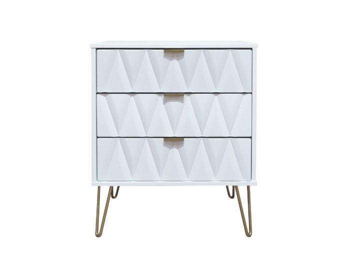 Diamond White 3 Drawer Midi Chest