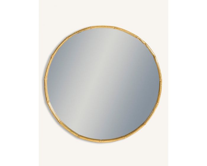 Antique Gold Metal Bamboo Mirror Round