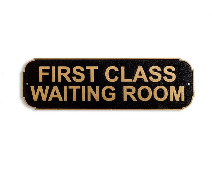 First Class Sign Antiqued Black & Gold