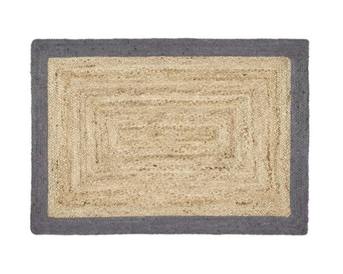 Jute Border Rectangular Grey Rug