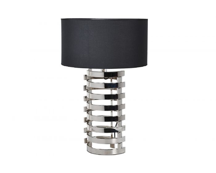 Tall Nickel Table Lamp with Black Shade
