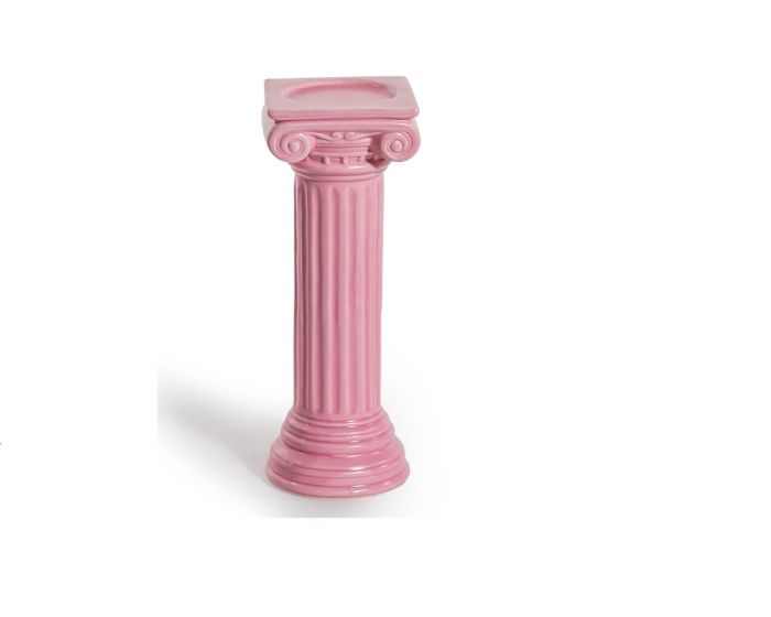 Large Column Candle Holder Matt Pink