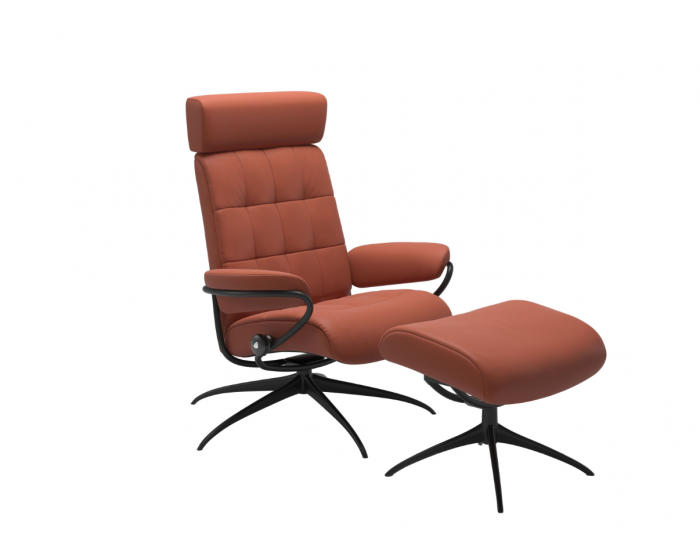 Stressless London Adjustable Headrest Star Chair with Footstool