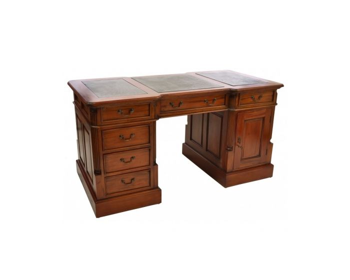 Ancient Mariner Mahogany Village Desk with Green Leather Top
