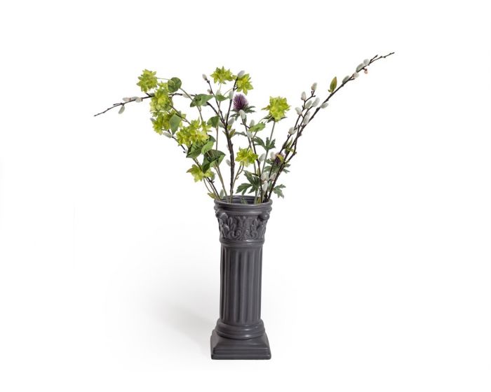 Large Corinthian Ceramic Vase Matt Grey