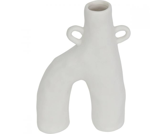 Organic Form Double Footed White Ceramic Bud Vase