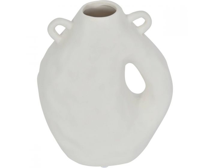 Organic Form Oval White Ceramic Bud Vase