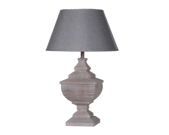 Block Table Lamp with Grey Shade