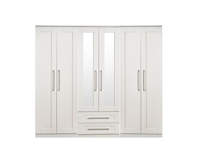 York 6 Door 2 Drawer Centre Mirror Robe