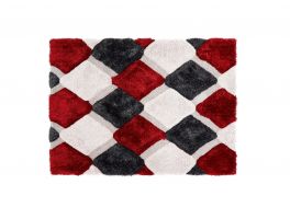 3D Geo Shaggy Red Rug