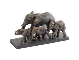 Antique Bronze Parade Of Elephants Sculpture