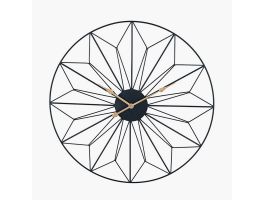 Black and Gold Metal Geo Design Round Wall Clock