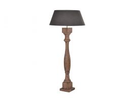 Wooden Column Floor Lamp with Black Shade