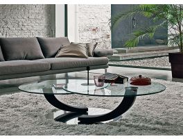 Cattelan Italia Cobra Inox Coffee Table with 2 Swivelling Glass Tops
