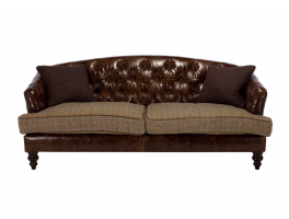 Tetrad Harris Tweed Dalmore Leather Midi Sofa