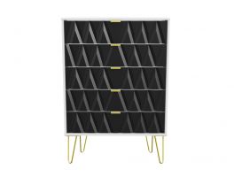 Diamond Black Matt 5 Drawer Chest