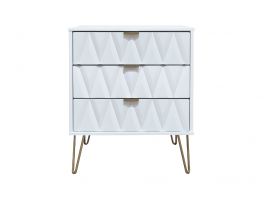 Diamond White 3 Drawer Midi Chest