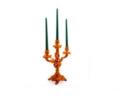 Flocked Ornate Candleabra Orange