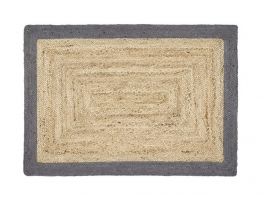 Jute Border Rectangular Grey Rug