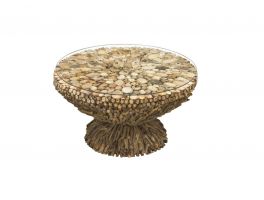 Bluebone Driftwood Round Coffee Table Glass Top