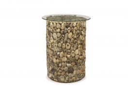 Bluebone Driftwood Tall Lamp Table Glass Top