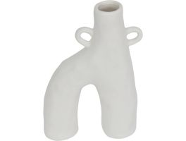 Organic Form Double Footed White Ceramic Bud Vase