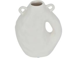 Organic Form Oval White Ceramic Bud Vase