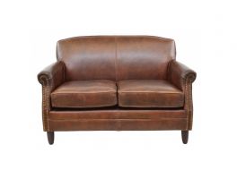 Ancient Mariner Vintage Leather 2 Seater Studded Front Sofa