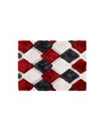 3D Geo Shaggy Red Rug