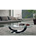 Cattelan Italia Cobra Inox Coffee Table with 2 Swivelling Glass Tops
